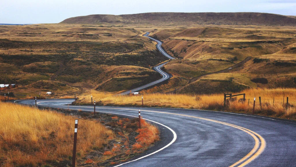 road winding through fields