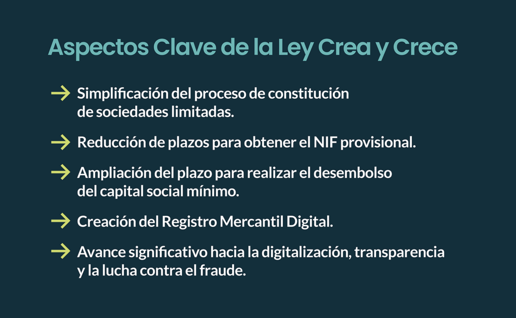 cuales son los aspectos clave de la ley crea y crece