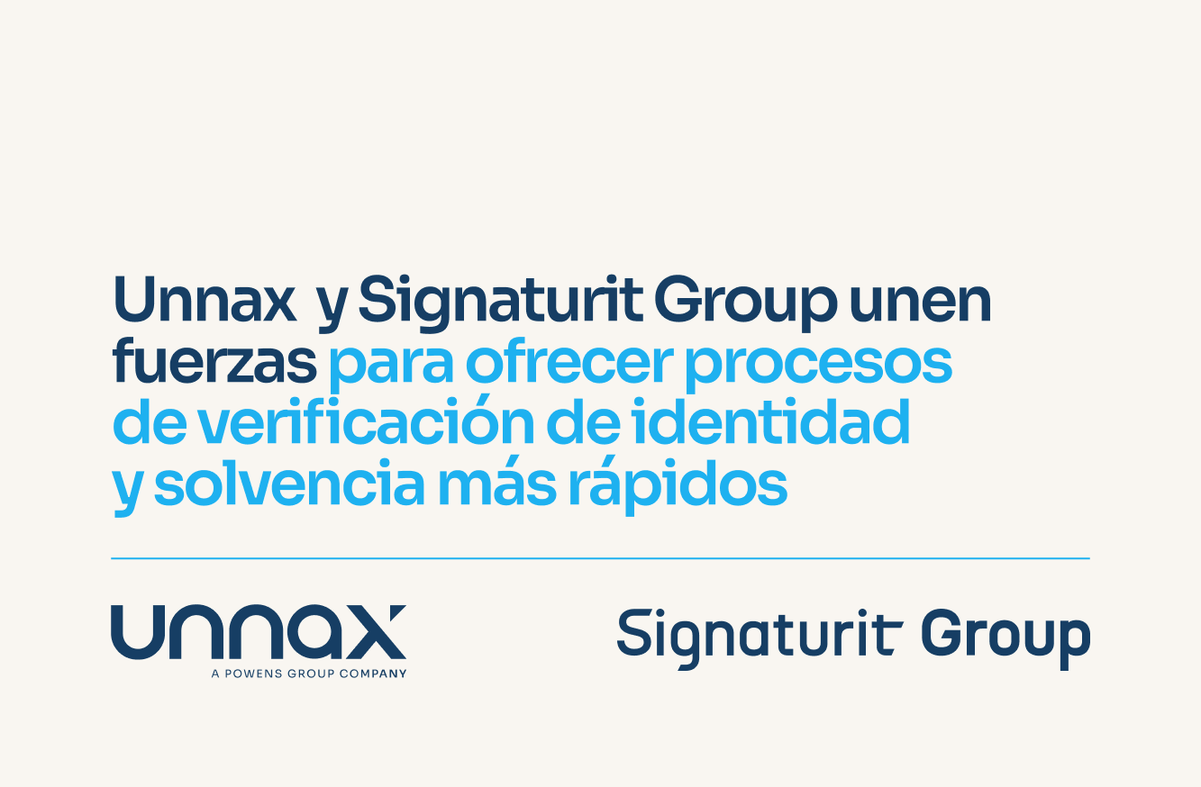Imagen de portada para la nota de prensa que anuncia la colaboración entre Unnax (Powens Group) y Signaturit